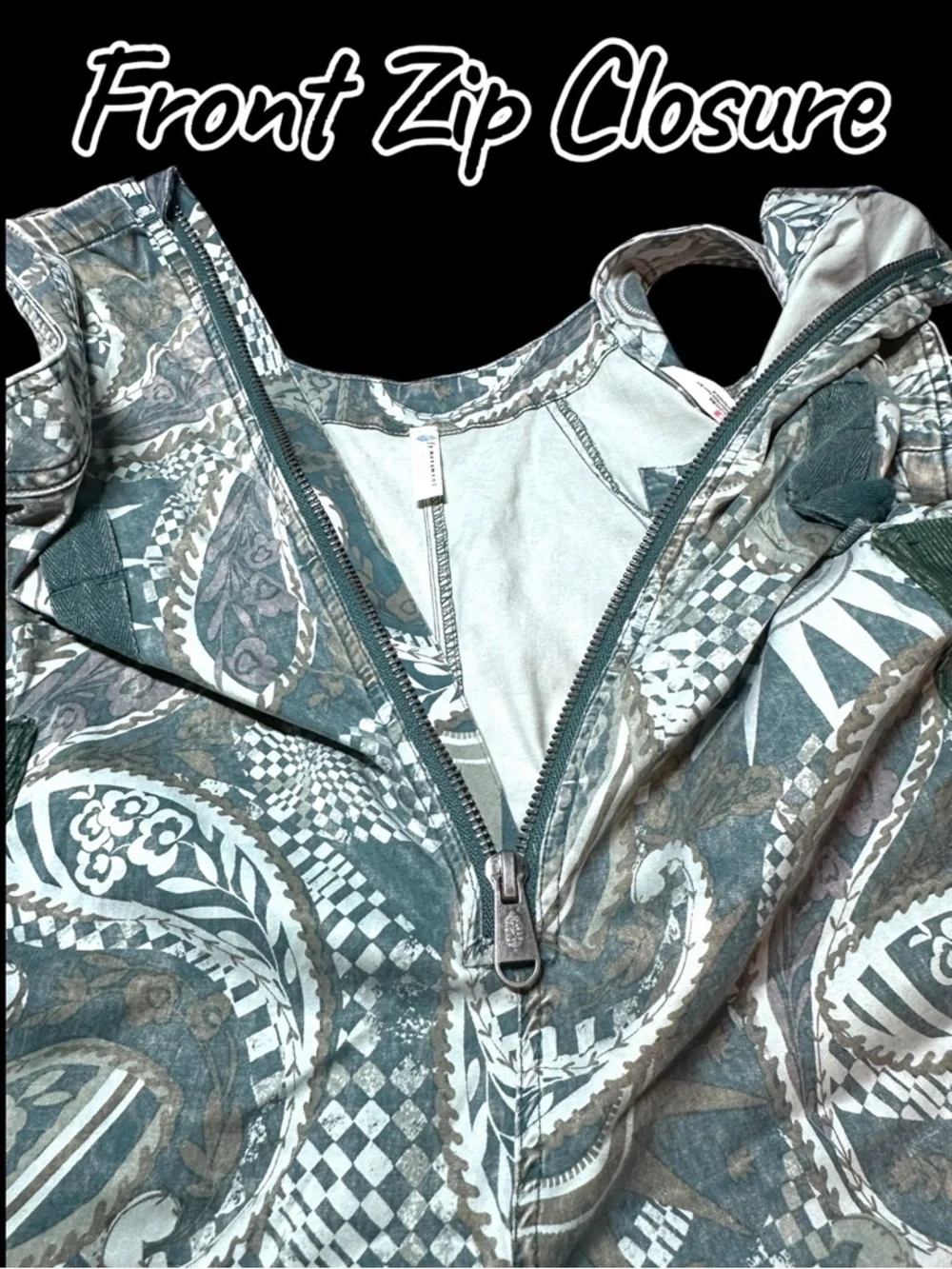 FP Movement Fast Track Onesie Jumpsuit in Trippy Green Design. Size Small - Picture 13 of 15